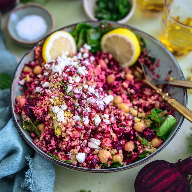 Rote Bete Salat mit Couscous und Kichererbsen