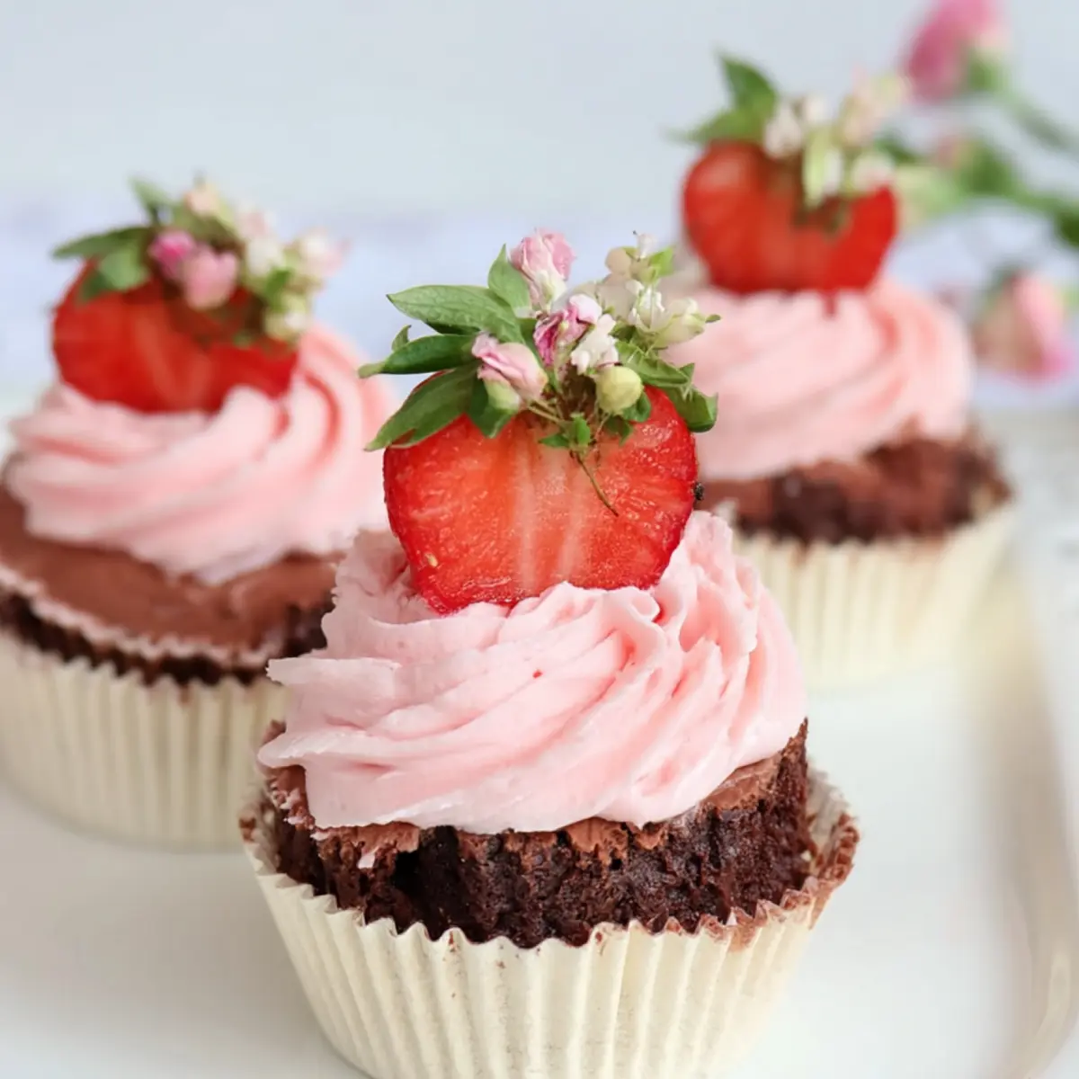 Schokoladen Erdbeer Cupcakes