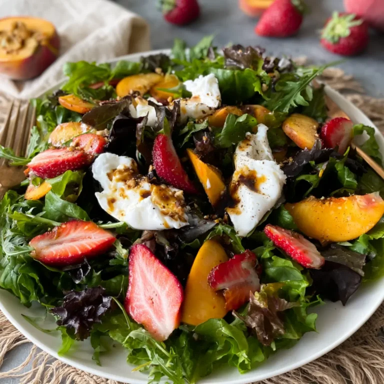 Sommersalat mit Erdbeeren, Nektarinen und Burrata