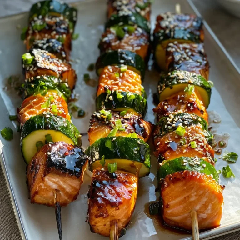 Teriyaki Lachs & Zucchini Spieße