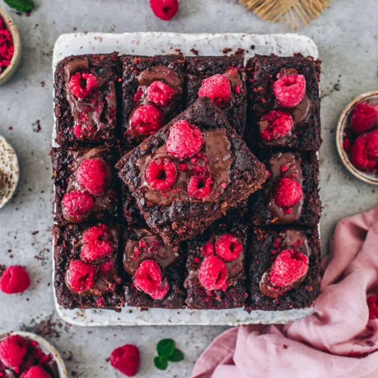 Vegane Himbeer Schoko Brownies