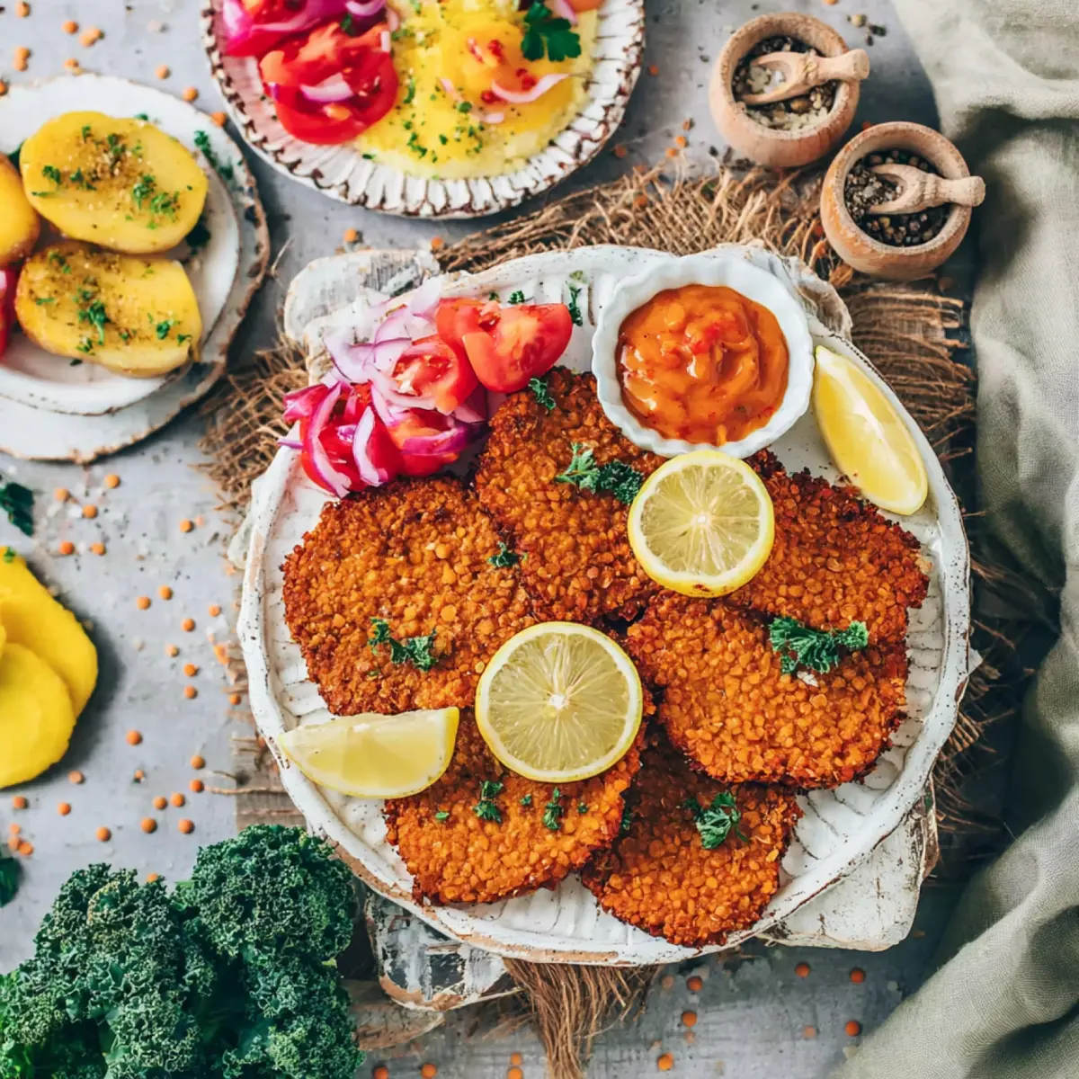 Vegane Schnitzel aus roten Linsen