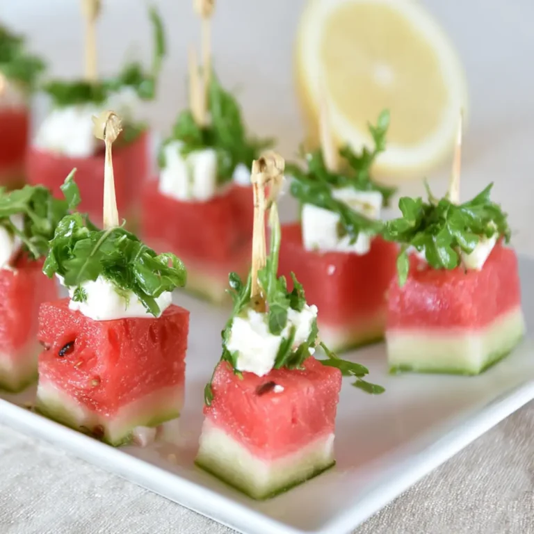 Wassermelone Rucola Salat Häppchen