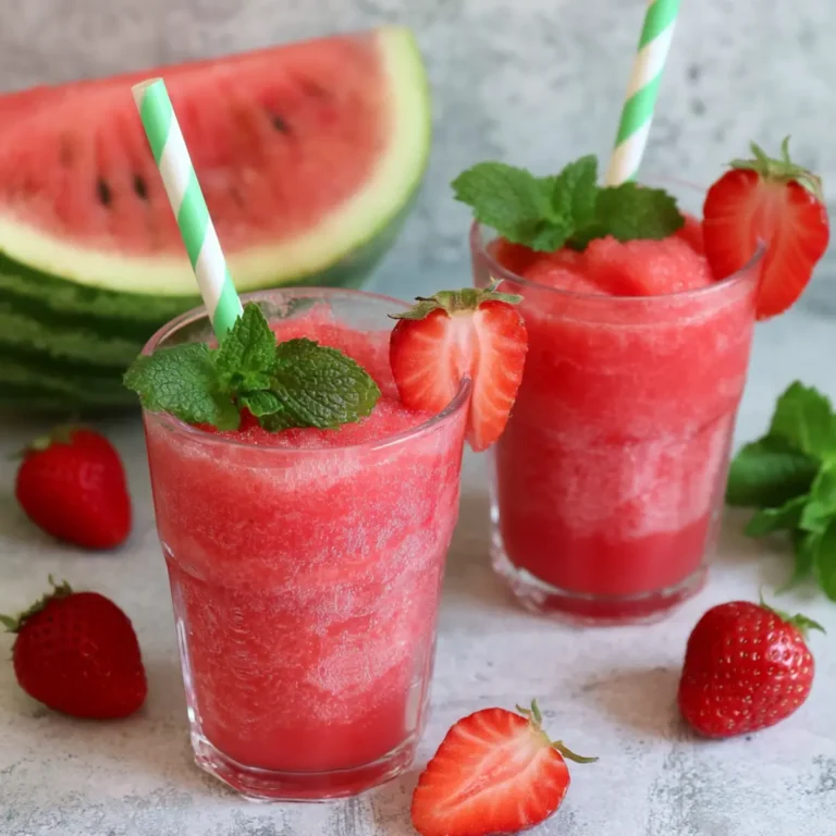 Wassermelonen Slush mit Erdbeeren