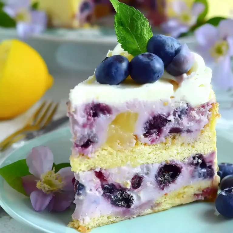 Zitronen Blaubeer Cheesecake Kuchen