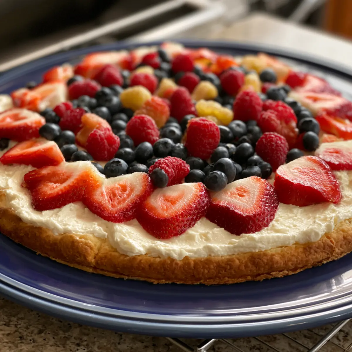 4th of July Cream Cheese Fruit Pizza