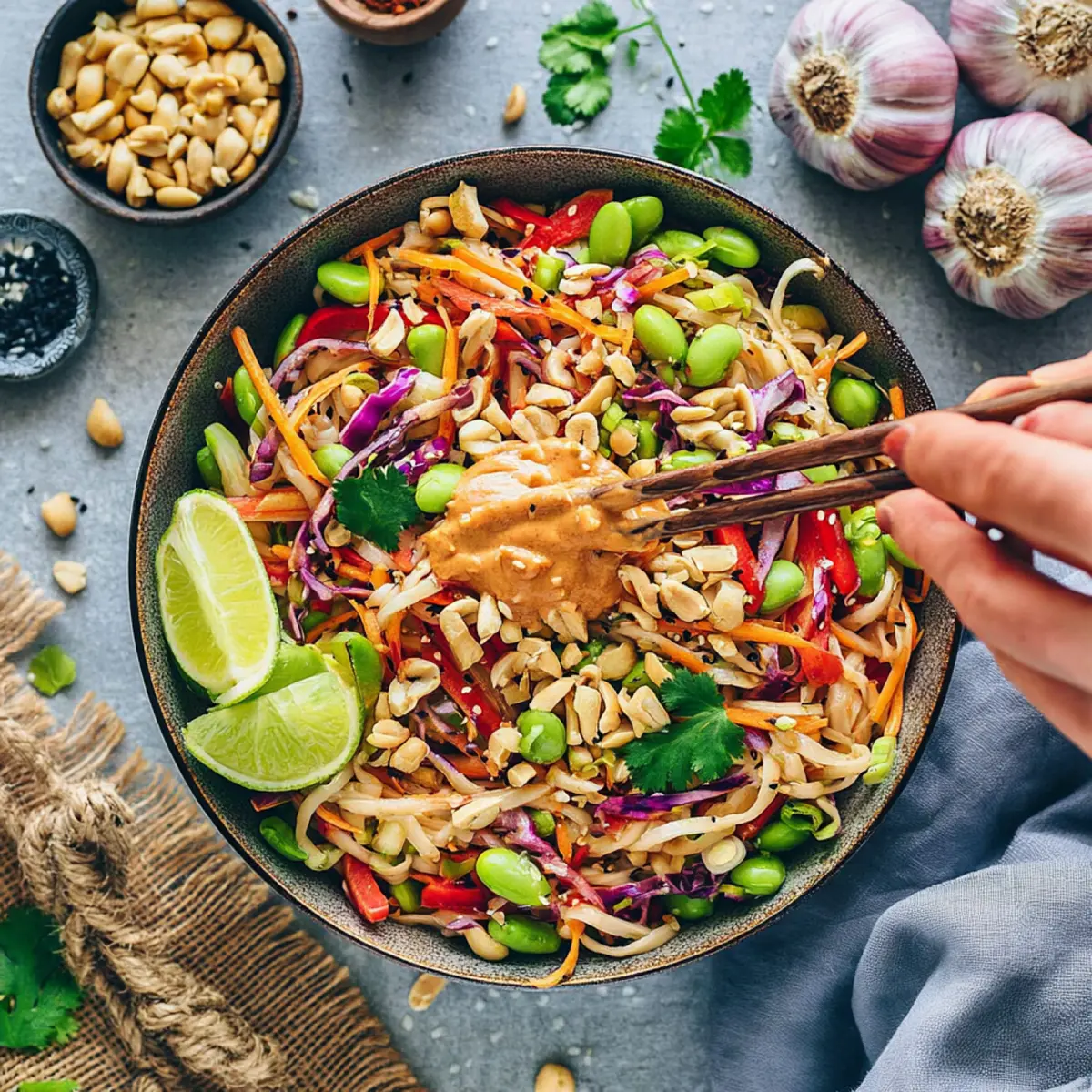 Asiatischer Nudelsalat mit Erdnusssauce