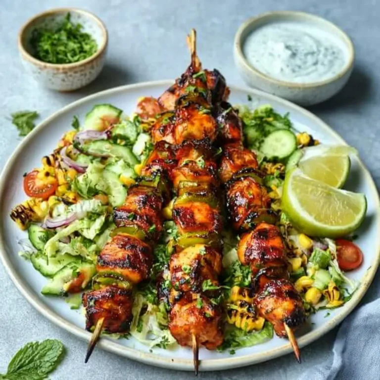 BBQ Hähnchenspieß Salat