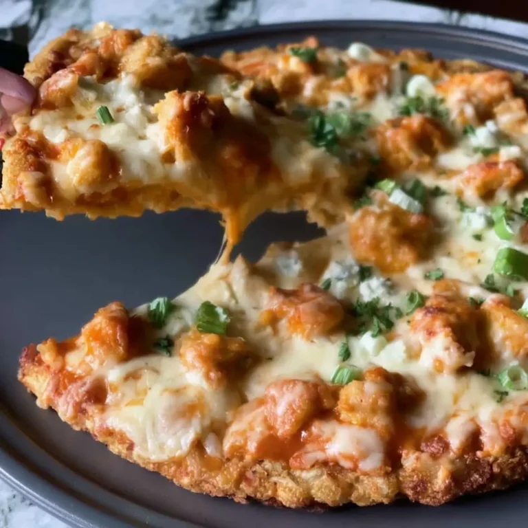 Buffalo Chicken Rice Crust Pizza