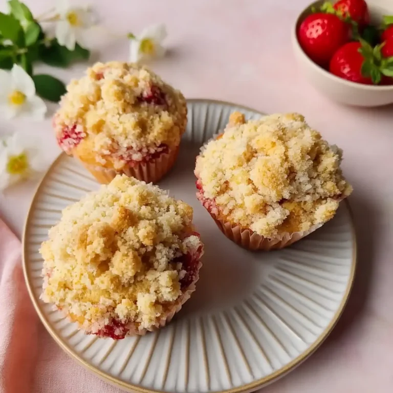 Erdbeer Muffins mit Crumble Topping