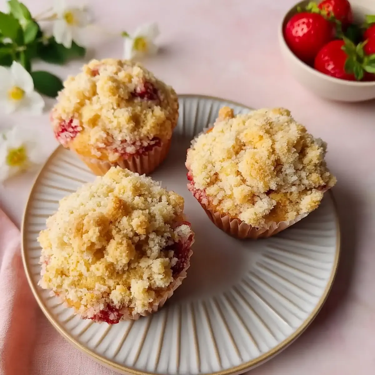 Erdbeer Muffins mit Crumble Topping