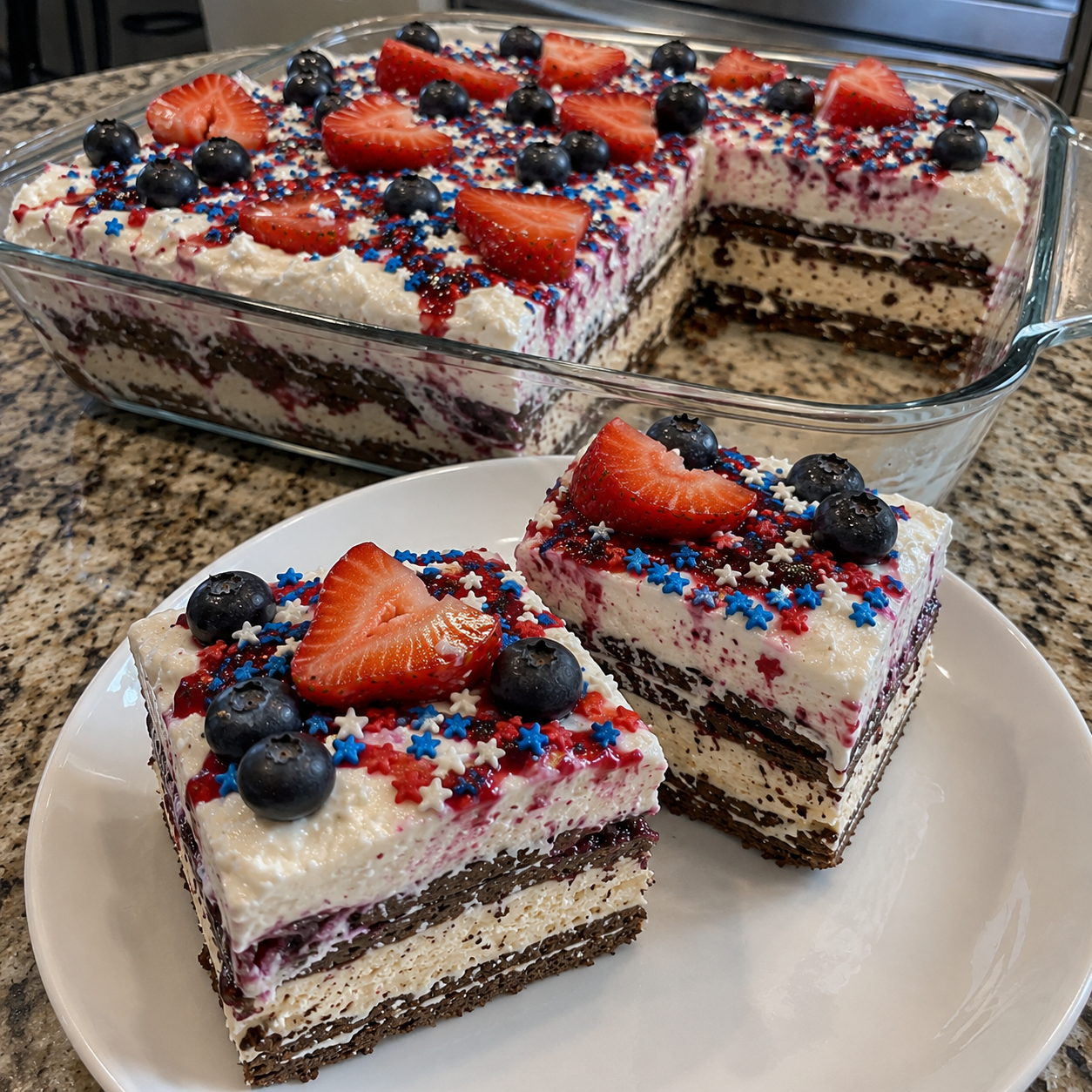 Patriotic Ice Cream Sandwich Dessert