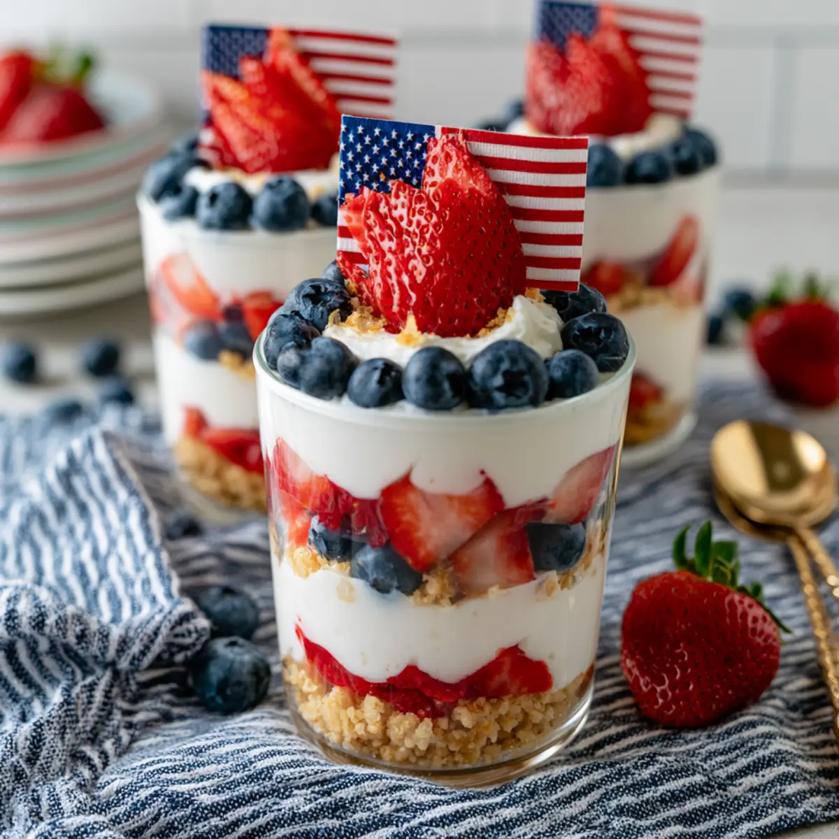 Red White and Blue Berry Parfaits