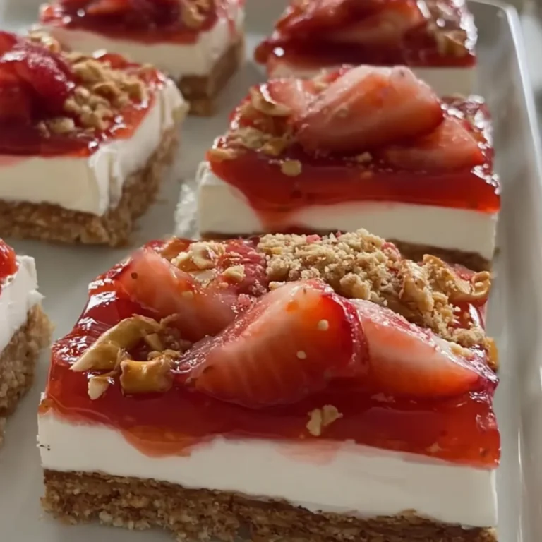 Strawberry Pretzel Cheesecake Bars