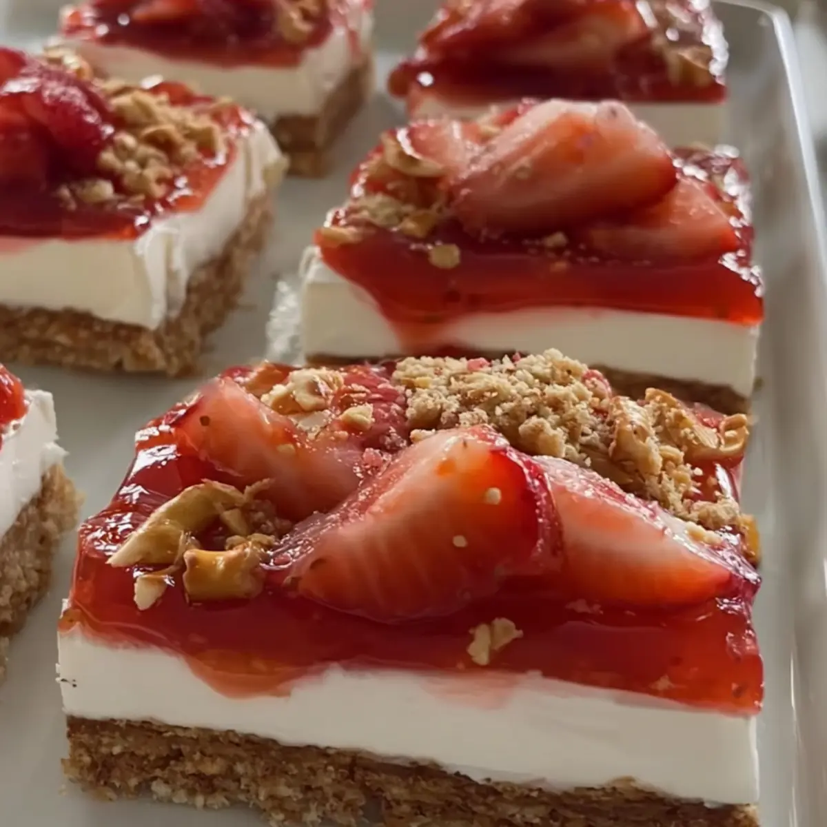 Strawberry Pretzel Cheesecake Bars