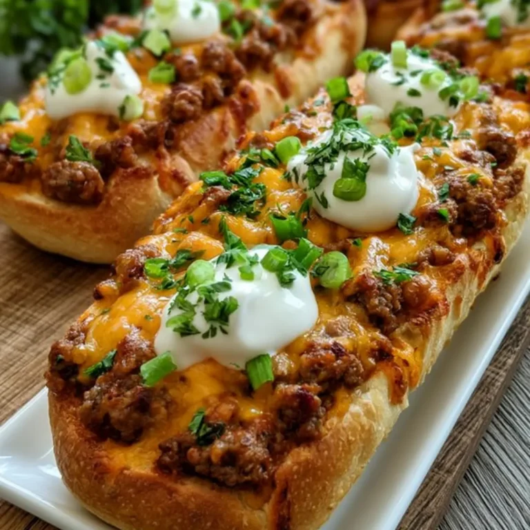Taco Beef Garlic Bread Boats