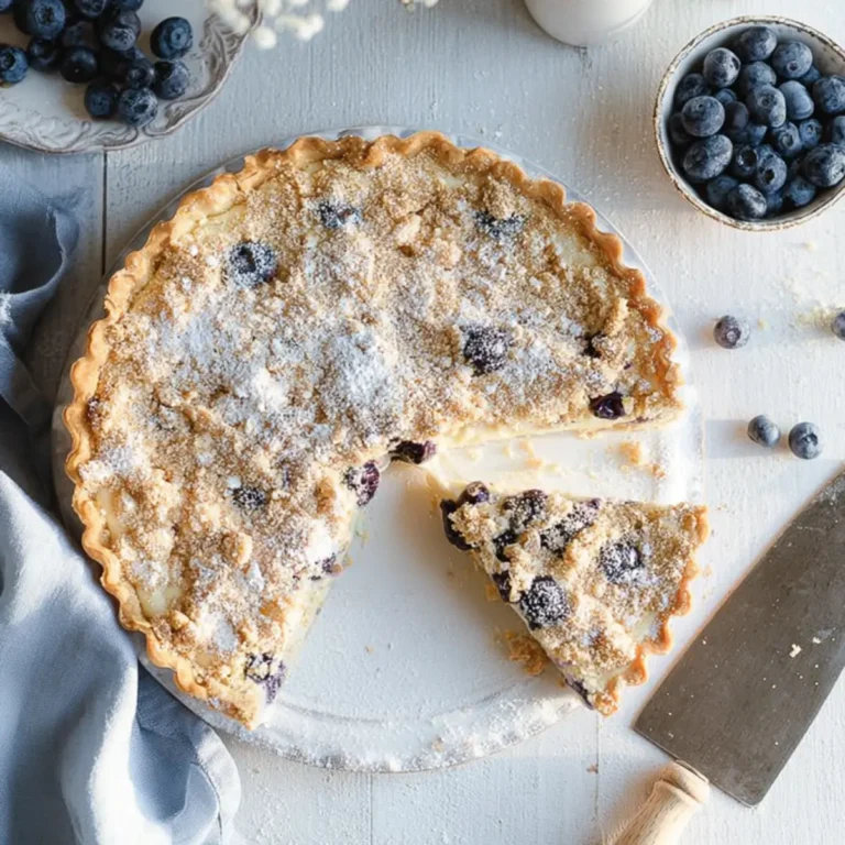 Blaubeer Tarte mit Vanille Schmand und Streuseln