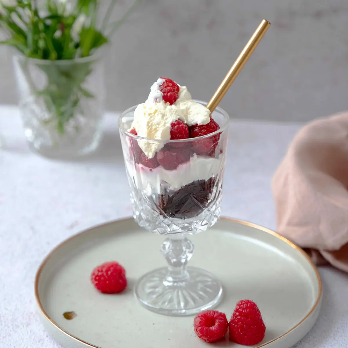 Brownie Trifle mit Himbeeren