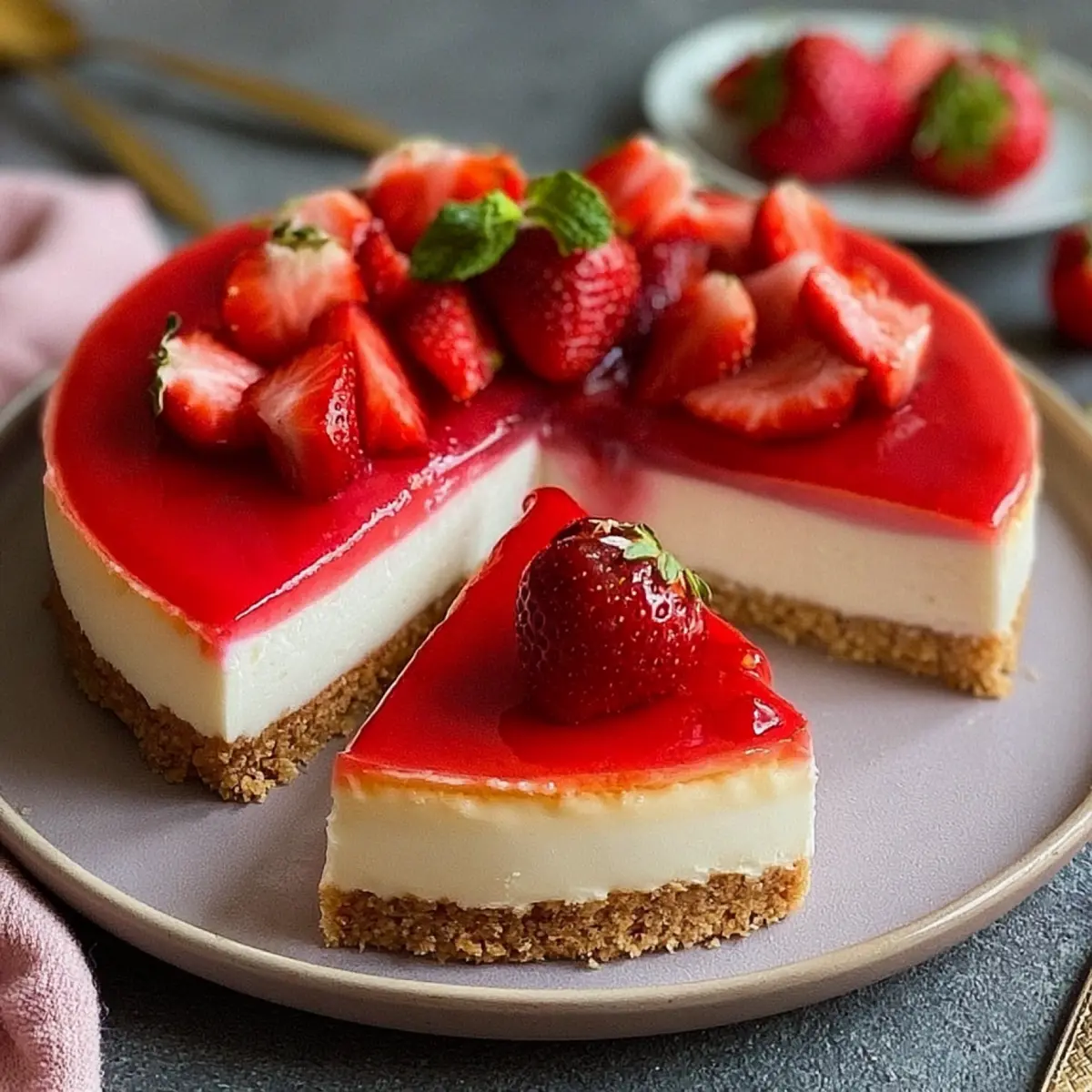 Erdbeer Cheesecake mit Keksboden