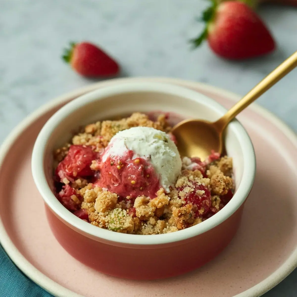 Erdbeer Rhabarber Crumble Auflauf