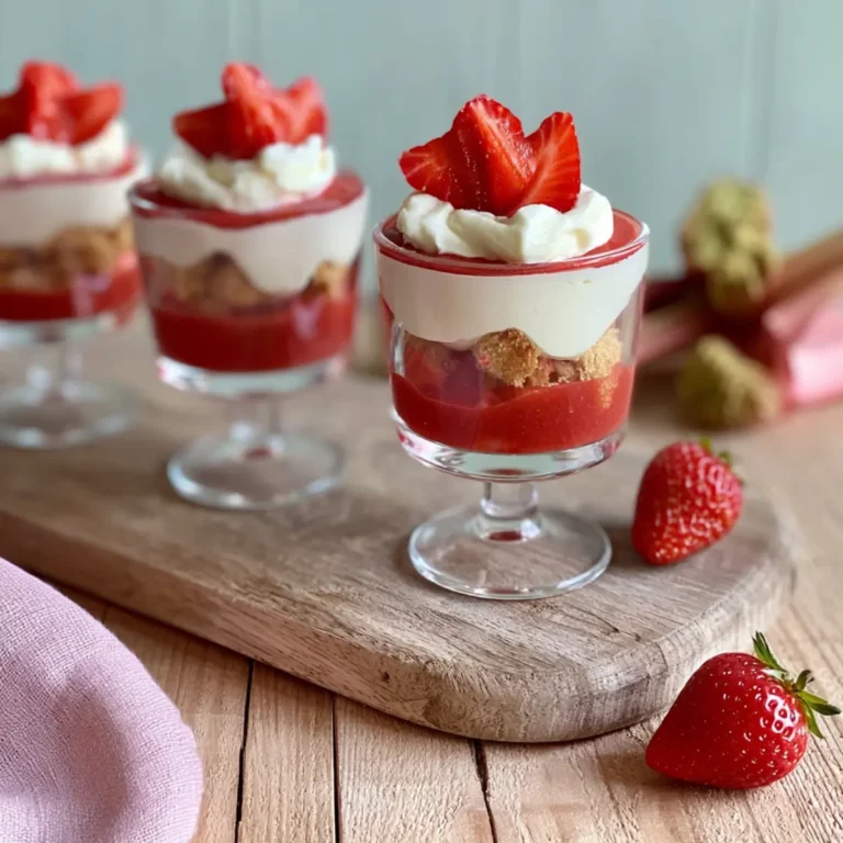 Erdbeer Rhabarber Trifle im Glas