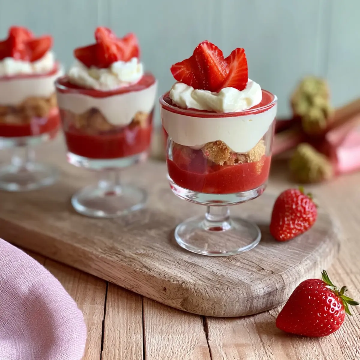 Erdbeer Rhabarber Trifle im Glas