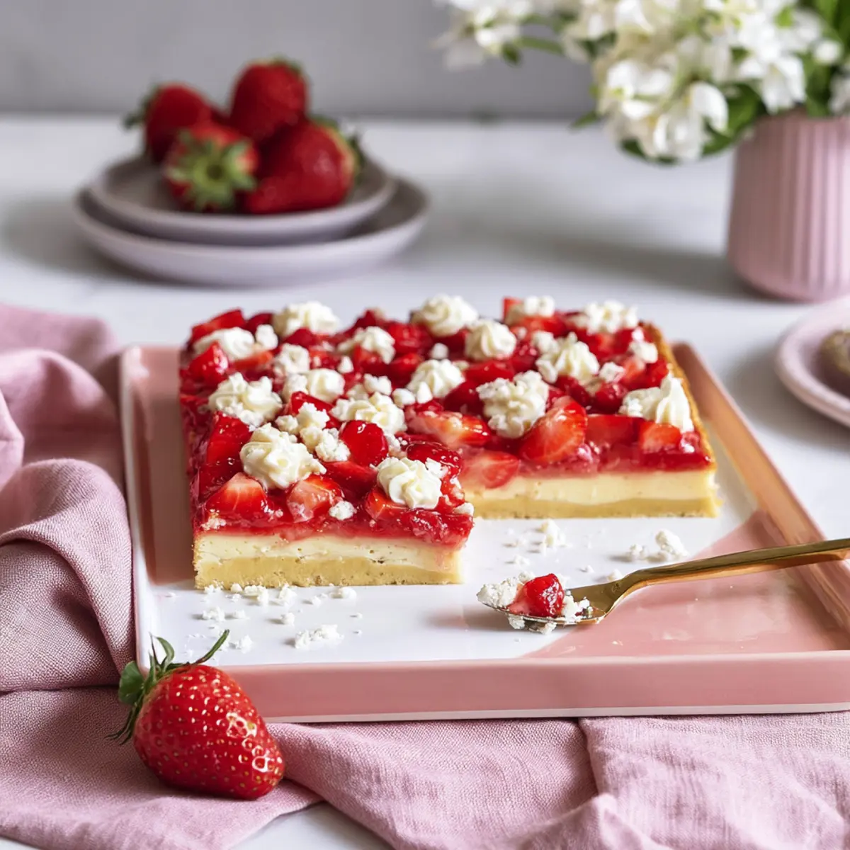 Erdbeer Vanille Blechkuchen
