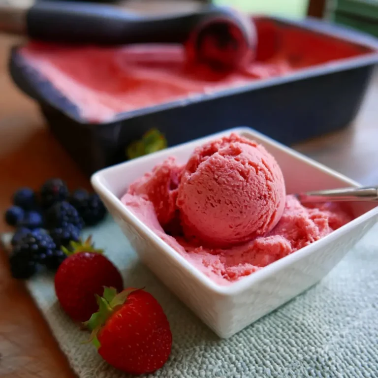 Erdbeereis mit Eismaschine