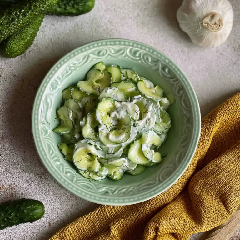 Gurkensalat mit Schmand und Dill