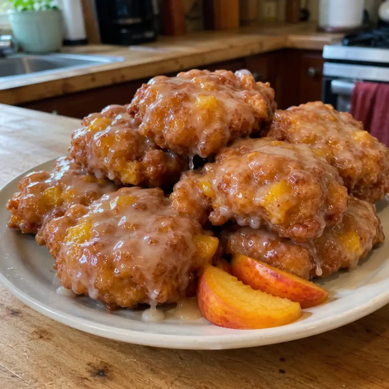 Peach Fritters with Peach Glaze