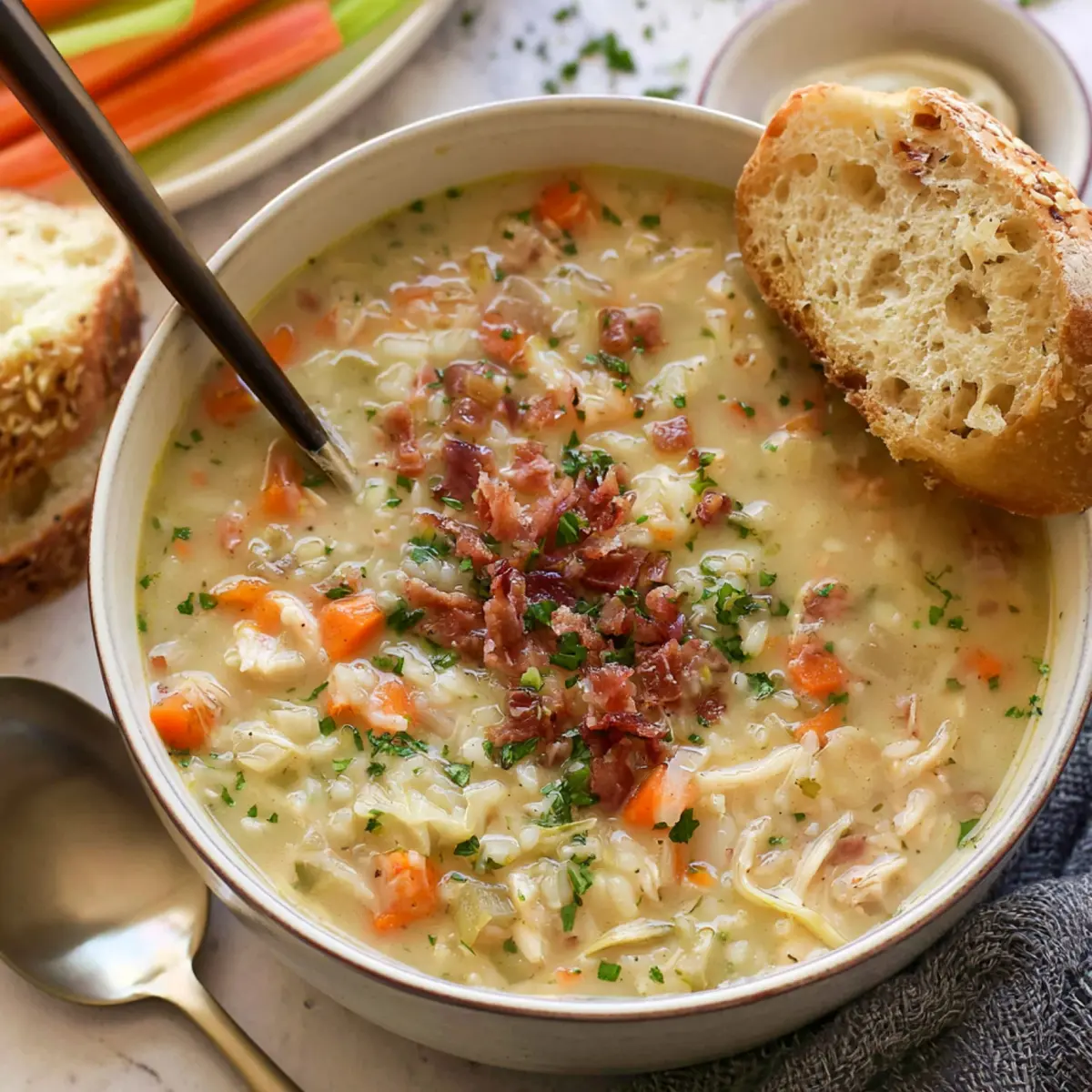 Quick Chicken Bacon Rice Soup