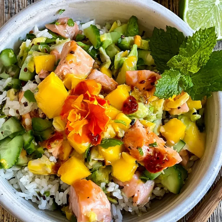 Reissalat mit Lachs und Mango