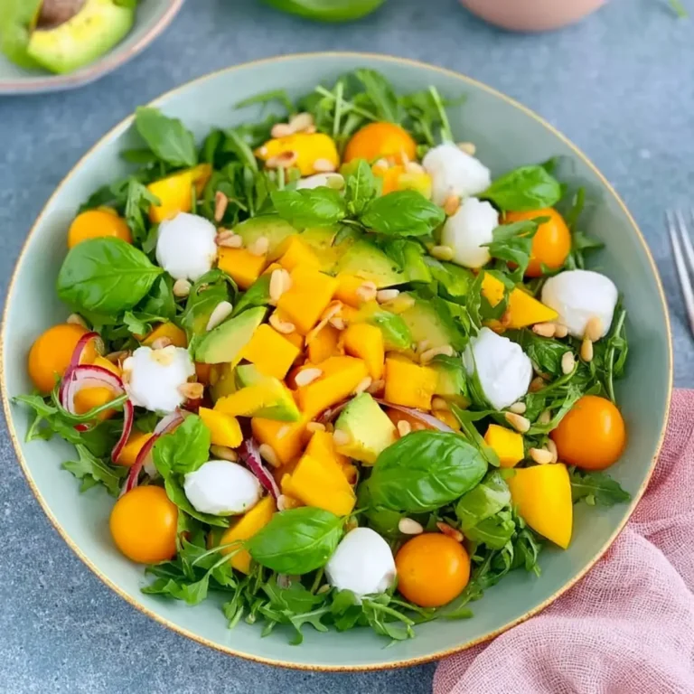 Rucola Mango Salat mit Pinienkernen
