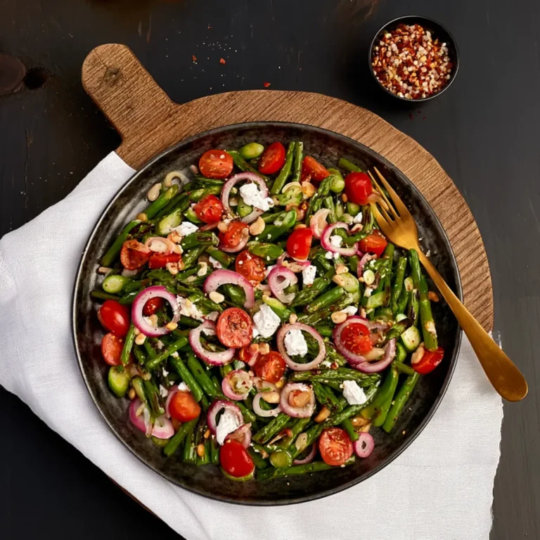 Salat mit gegrilltem grünem Spargel