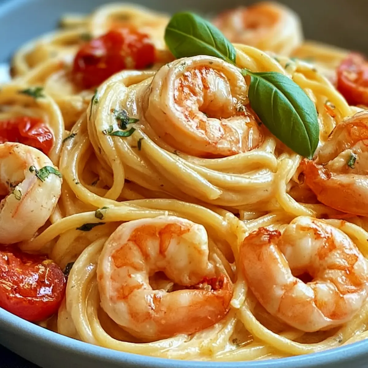 Spaghetti mit Garnelen in Frischkäsesauce