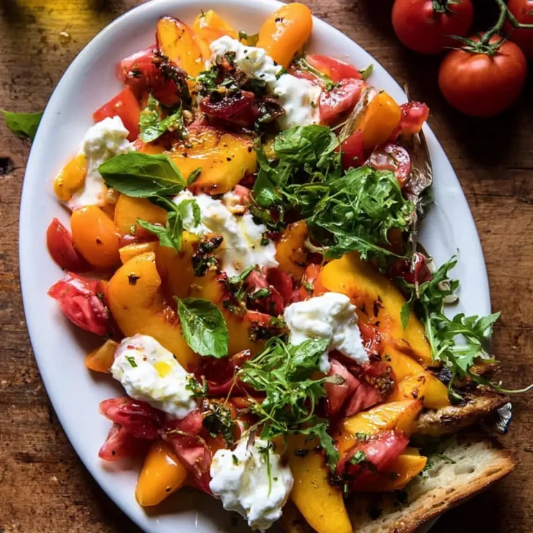 Tomaten , Pfirsich und Burrata Salat
