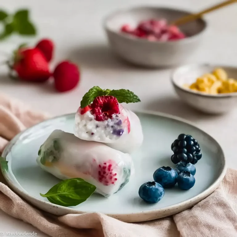 Vegane süße Sommerrollen mit Kokosreis