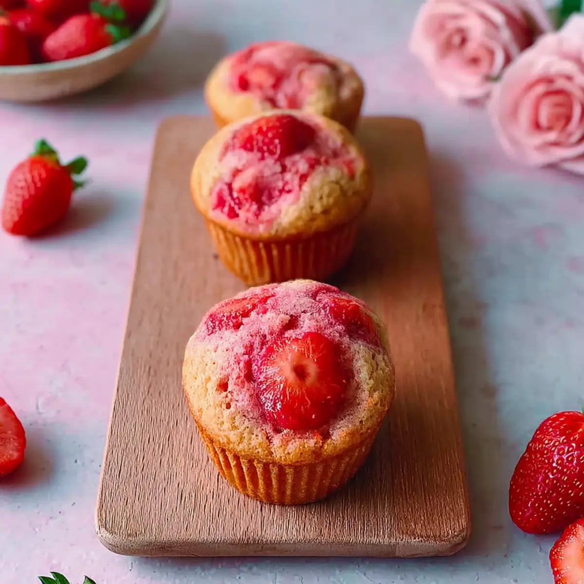 Weiche gemixte Erdbeermuffins