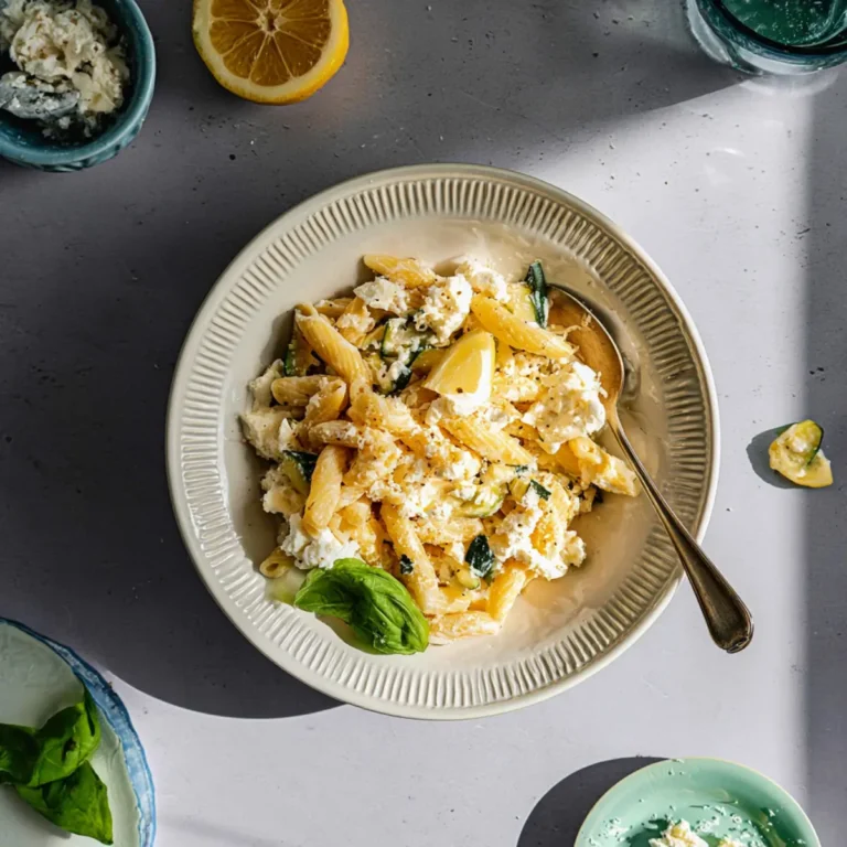 Zitronenpasta mit Ricotta und Zucchini
