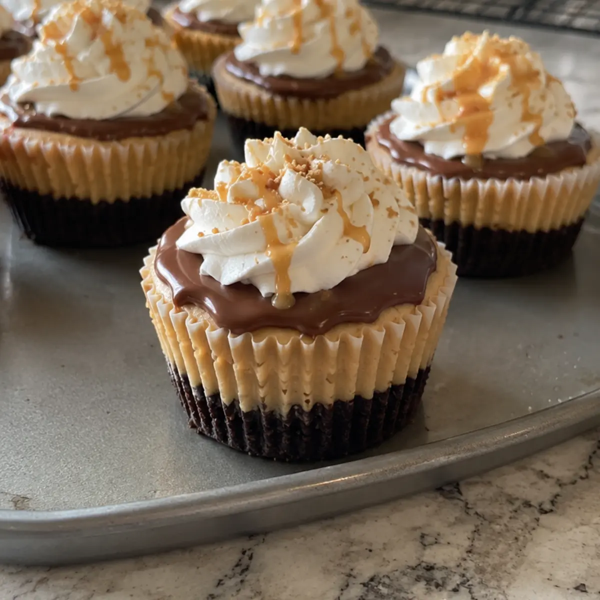 4-Ingredient Chocolate Peanut Butter Cool Whip Fudge Pie Cupcakes