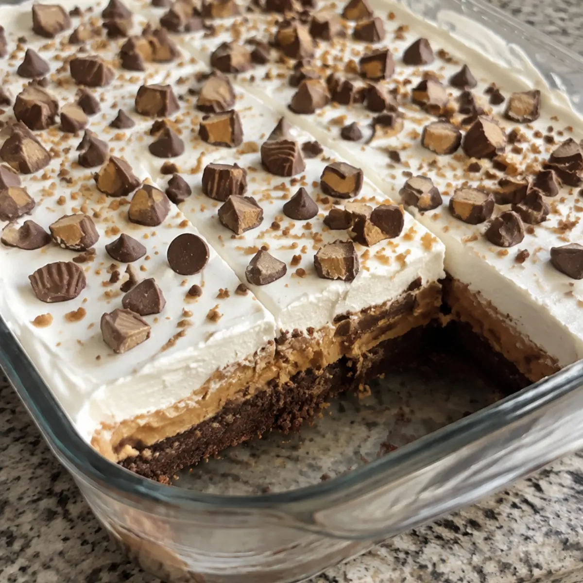 4-Ingredient Peanut Butter Brownie Cool Whip Crunch Dump Cake