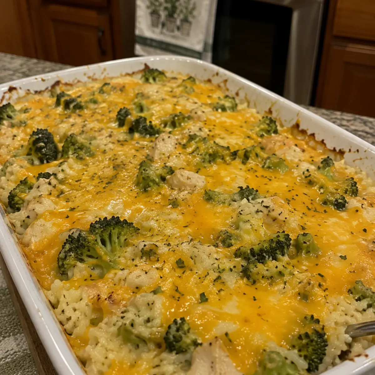 Broccoli, Rice, Cheese, and Chicken Casserole