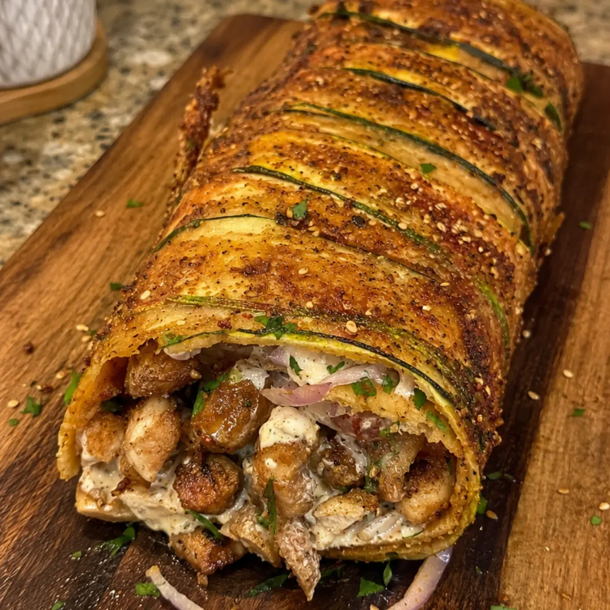 Chicken Gyro Zucchini Roll