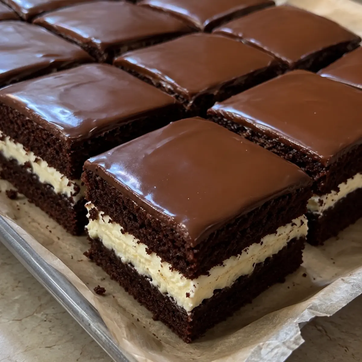 Chocolate Cream Cake Squares