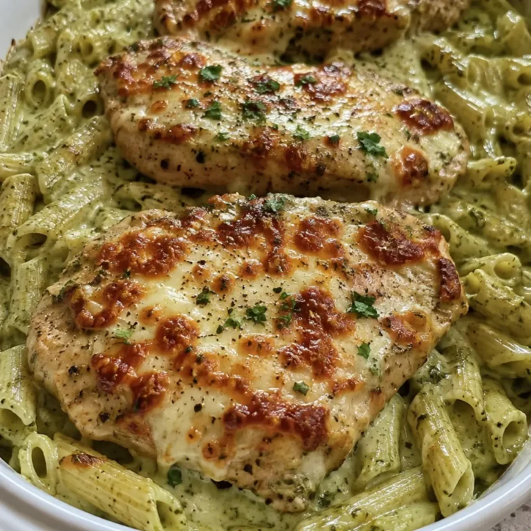 Creamy Pesto Mozzarella Chicken with Parmesan Pasta