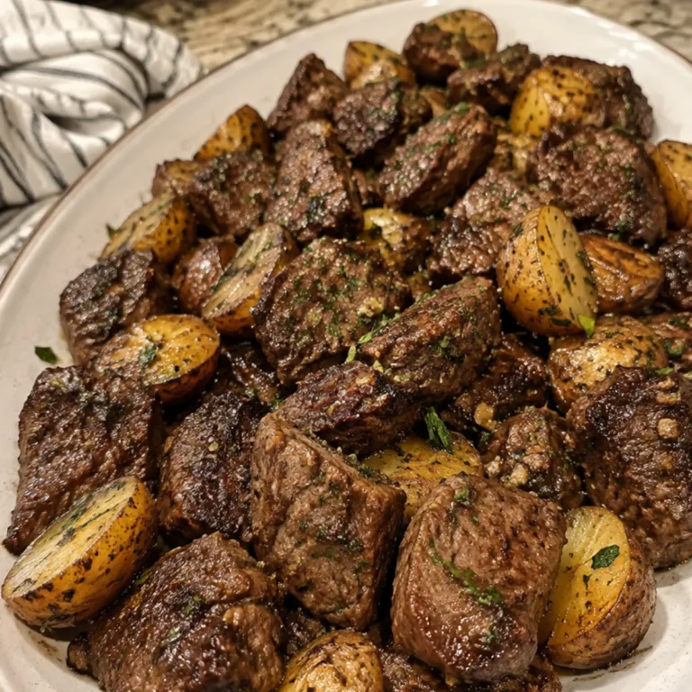 Crockpot Garlic Butter Steak Bites and Baby Potatoes