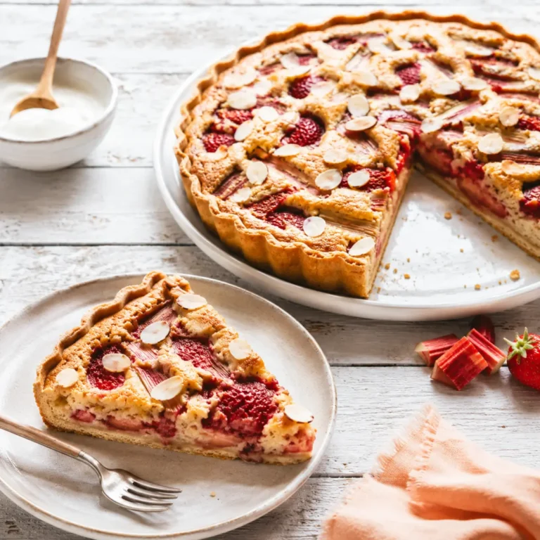 Erdbeer Rhabarber Mandeltarte