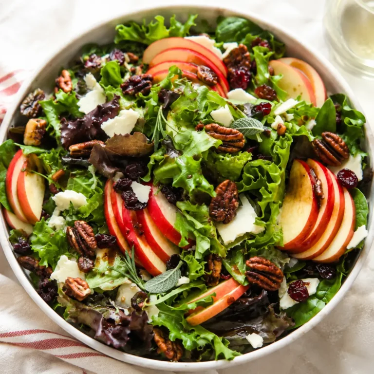 Herbstlicher Apfelsalat mit Cheddar, kandierten Pekannüssen und Balsamico-Vinaigrette
