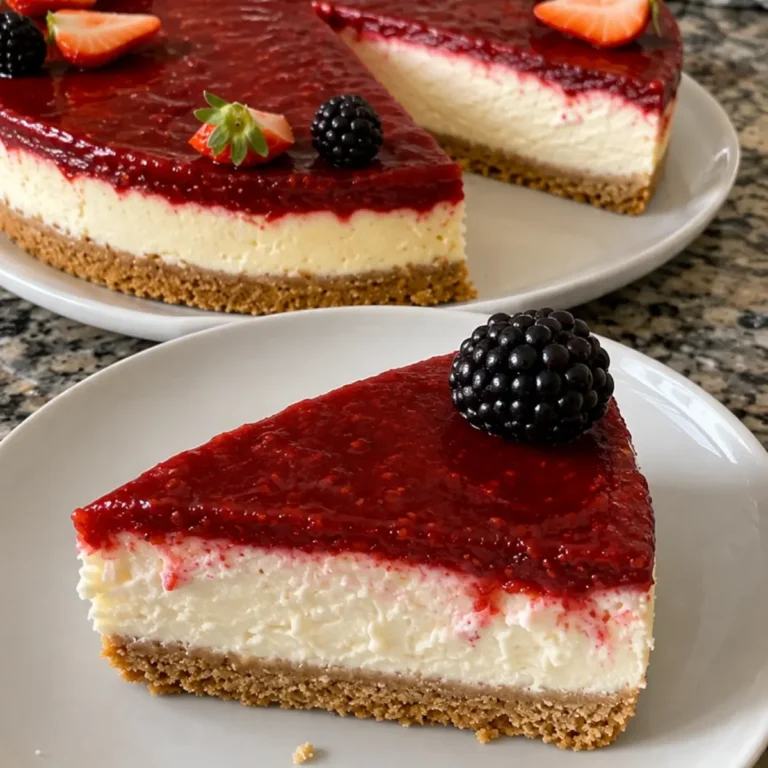 No-Bake Strawberry Cheesecake with Berry Glaze