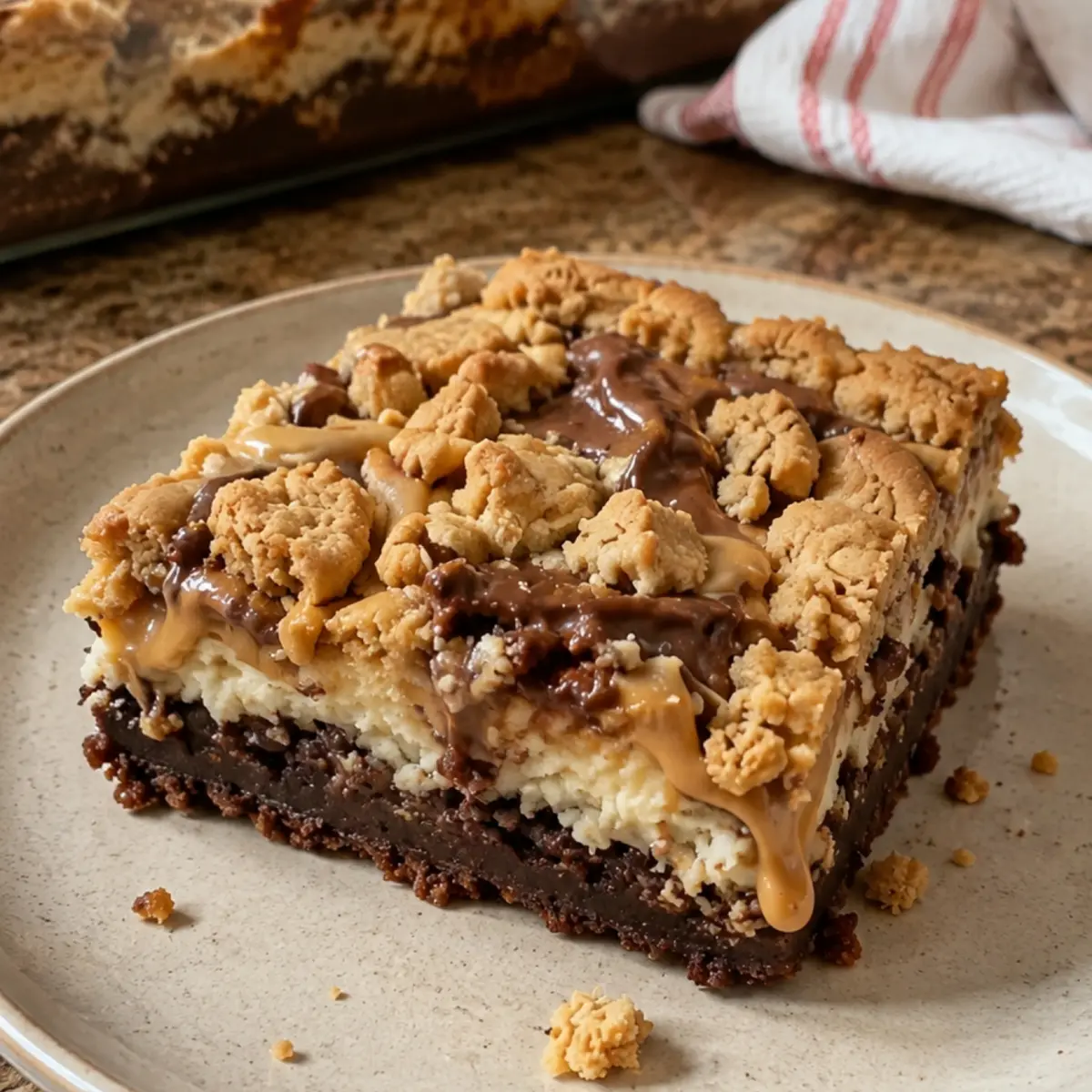 Peanut Butter Brownie Cheesecake Crunch Dump Cake